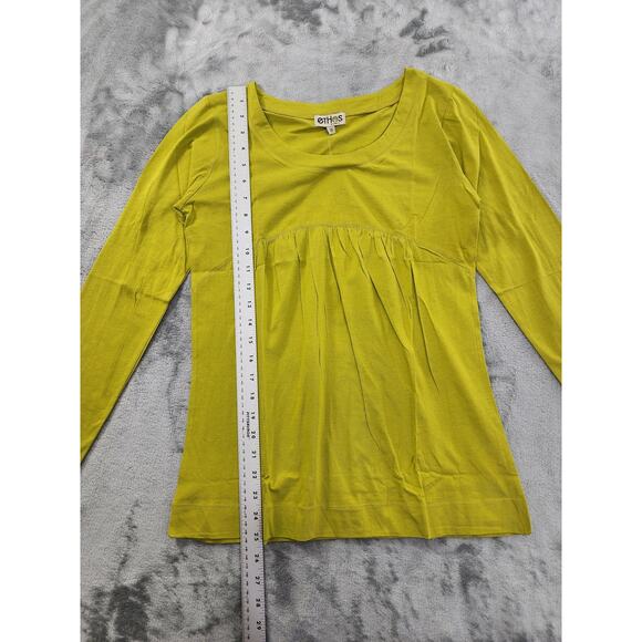 NEW Ethos Paris Tornado Long Sleeve Top Size M Green Scoop Neck Organic Cotton - Picture 8 of 10